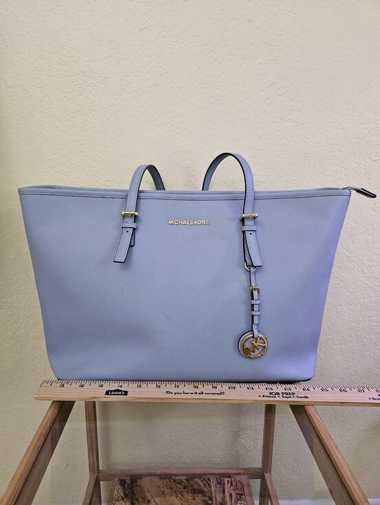 Michael Kors Handbags - Michael Kors Powder Blue Leather Tote with Gold Hardware